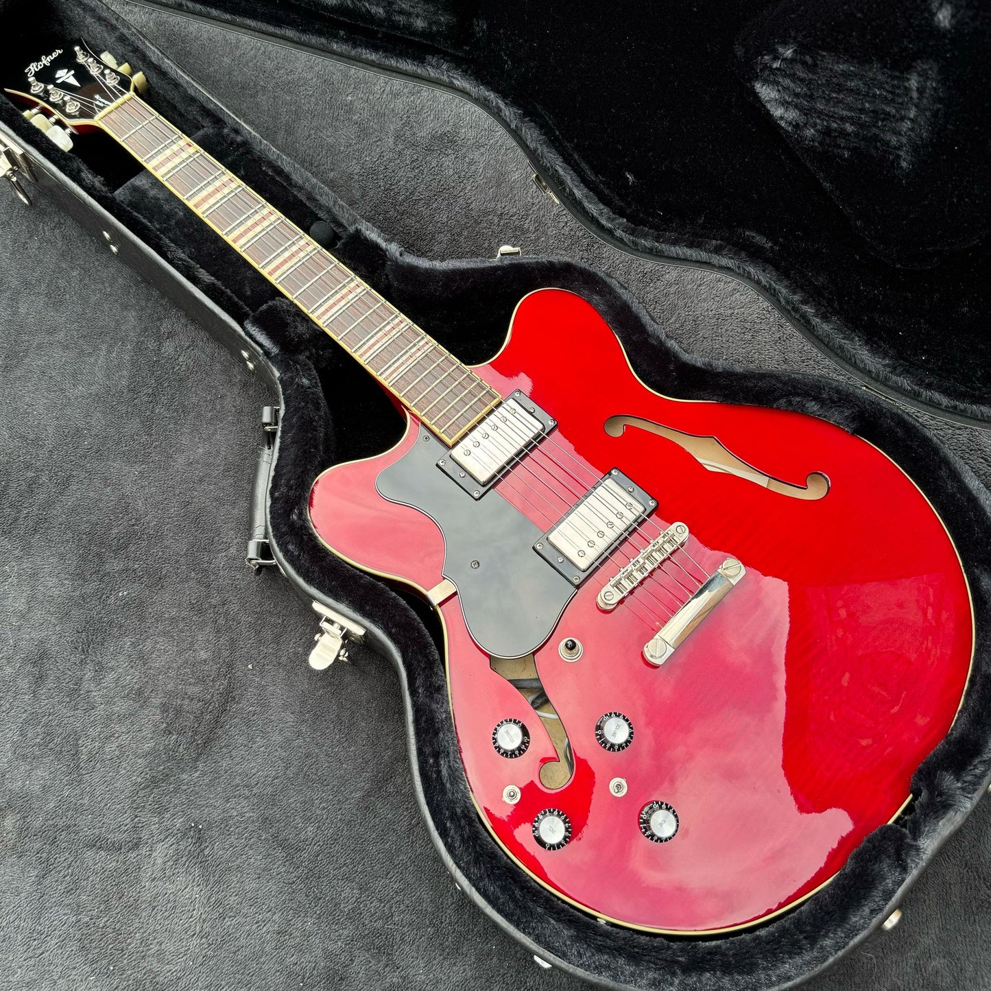 Hofner Contemporary Series Verythin with Jatoba Fretboard - Transparent Red LEFTHANDED