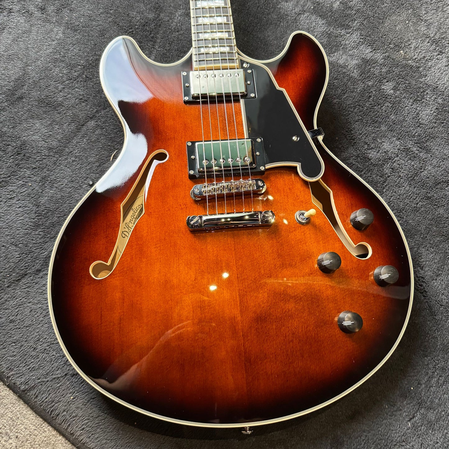 D'Angelico Premier DC Semi-Hollow Double Cutaway with Stop-Bar Tailpiece - Brown Burst
